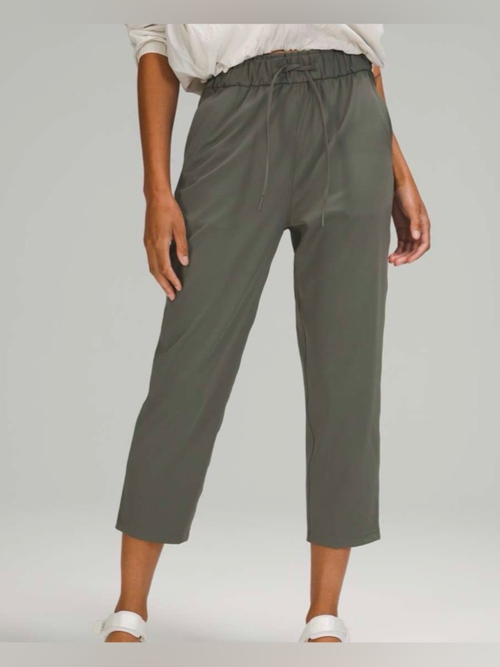 Lululemon Stretch High Rise Crop 23"
Grey Sage size 10 women's jogger pants